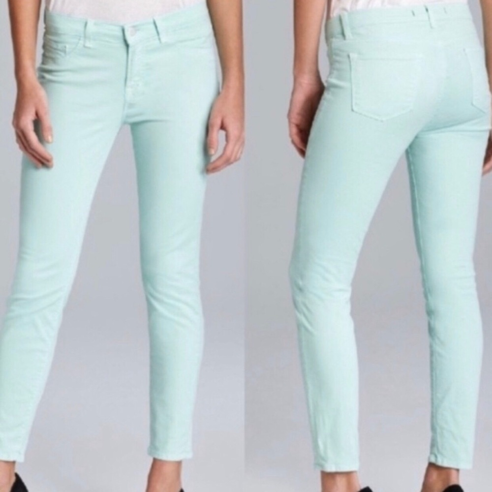 J BRAND 811 Capri Cropped Skinny Jeans Aqua Sz 28